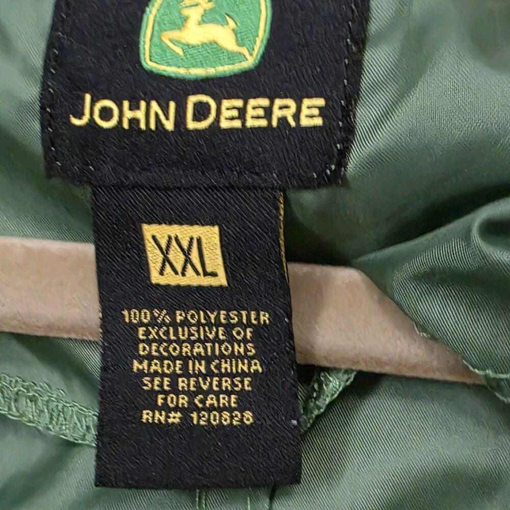 John Deere Mens Sz XXL Green 1/4 Zip Pullover Windbreaker Lightweight Raincoat - Picture 8 of 10